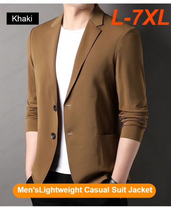 Fast ship Men s lightweight casual suit jacket Korean Style Male Blazers Plus Size M 5XL Men s Notched Lapel Suit Blazer Solid Summer Jacket Large size sun protection light mature small suit for men