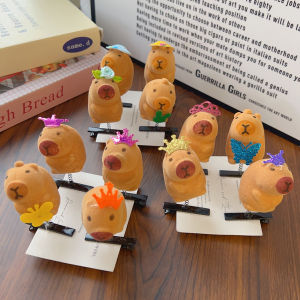 5/10pcs Kawaii Hair Clip Fashion Children Bow Tie 3D Capybara Animal Plush Hairpin Funny Style Duckbill Clips Headdress Gifts