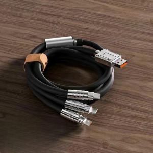 1.2m 120W 6A Fast Charge Cable Type-C Android IP 3-in-1 Fast Charge มัลติฟังก์ชั่นซิลิโคนเหลว Super Data Cable สาย USB