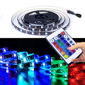 5M LED Lights Colorful LED Strip Light With 24 Keys IR Remote Controller 5050 RGB Flexible Tape Ribbon Tiktok For Home PC Desktop