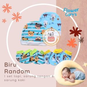 Topi kupluk bayi set sarung tangan sarung kaki bayi perlengkapan tidur bayi baby mitten set