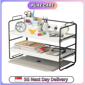 【Pure Care】 Office Desktop Small Shelf Household Table Multi-layer Iron Desk Storage Rack