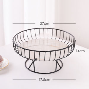 JustLiving 1PCS Golden Metal Iron Wire Countertop Fruit Tray Cakes Holder for Snack Home Fruit Basket Afternoon Tea Candy Dessert Rack Snack Tray