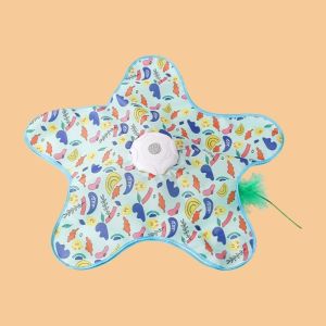 OUTOPEN Squeaky Motion Activated Smart Cat Toy Mouse Design Moving Concealed Feathers Feather Teaser Wand Cat Entertainment Rechargeable Hide and Seek Cat Toy Indoor Play