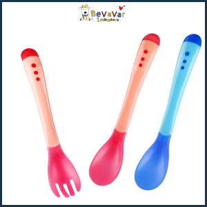 BEVAVAR  1PCS Sendok Makan Bayi dengan Sensor Temperatur Bahan Silikon