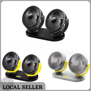 JK Suction Cup Car Seat Back Double Head Car Fan 12V/24V Universal Large Wind Three Speed Control USB Car Fan