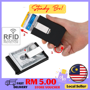 WITH VIDEO RFID Pop-up Card Holder Stylish Trend Slim Clutch Aluminium Alloy Case