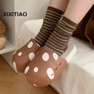 XIXITIAO New Cute Mushroom Closed-Toe Slippers for Women Summer Indoor and Outdoor Thick-Soled Fashionable Beach Sandals