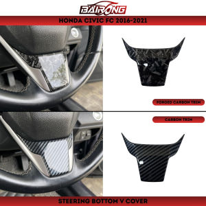 [BAIRONG]Honda Civic Fc G10 2016-2021 Forged Carbon Trim Steering Panel Trim&Button Garnish Protector Cover