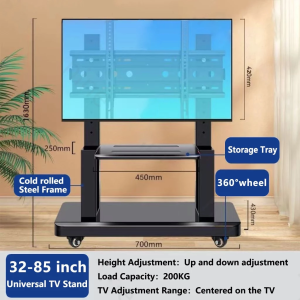 Bear 300kg TV Stand Monitor ,TV monitor stand (support 32-90 inch screen) 360° universal wheel