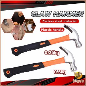 Digeo Orange Heavy Duty Straight Rip Claw Hammer Non Slip Shock Reduction Grip 0.25kg 0.5kg