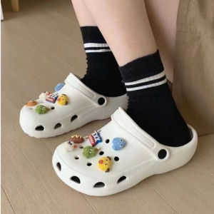 [Free Shipping] Cartoon Rainbow Clog Shoes for Women Summer Casual Outdoor Wear New Thick-Soled Dual-Wear Beach Non-Slip Closed-Toe Half-Slippers