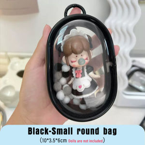 Clear Doll Display Bag Dustproof Collectibles Storage Case Keychain Bags Portable Small Hanging Bag Zipper Closure