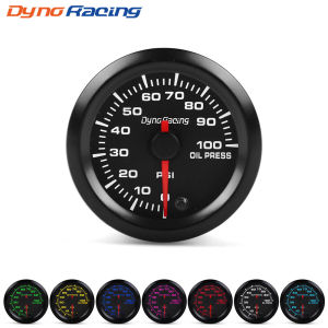 Dynoracing 2" 52mm 7 Colors LED Car Oil Pressure Gauge 0-100PSI Oil Press Meter High Speed Motor With Sensor