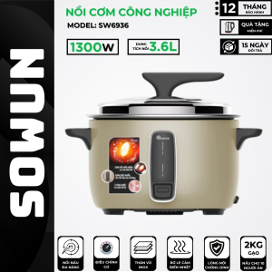 Nồi Cơm Công Nghiệp Sowun SW6922 14L Chống Xước Nấu 10KG GẠO Lòng Nồi Hợp Kim Nhôm Mâm Nhiệt Tiết Diện Lớn