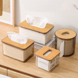 Tissue Clear Box Napkin Household Transparent Rectangular Wooden Storage Organizer for Home Office Simple Practical Tissue Case2026