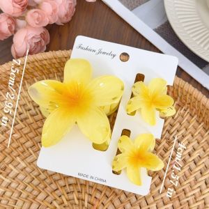 3Pcs/set Flower Hair Clamp Colorful Plumeria Flower Hairpins Elegant Hair Clip Set for Women Girls Claw Clips Hair Accessories
