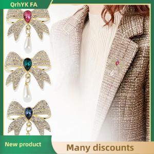 🔔🔔🔔QA Vintage Light Luxury Rhinestone Bow Brooches Women Clothing Coat Jewelry Accessries Gifts