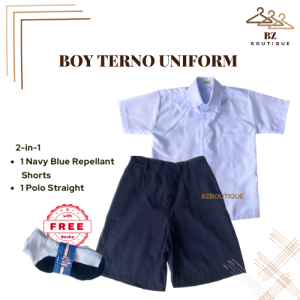 Terno Polo & Navy Blue Repellant Shorts School Uniform for Boys Elementary | BZ Boutique