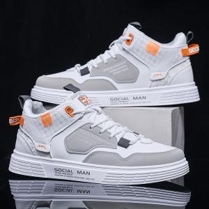 Sepatu Sneakers Pria Kulit Pu Leather Impor 100% Original Quality High Top Premium Berkualitas Sneakers Pria Olahraga Sporty Outdoor Running Skeatboard Mens Shoes Casual Formal New Model Fashion Korean Style Trendy Gaya Santai Sol Tebal Anti Slip -SP-10