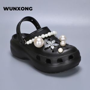 [Free Shipping] YunduoS New Trendy Princess-Style Dormitory Clogs Height-Increasing Slip-On Non-Slip Thick-Soled WomenS Slippers With Pearls