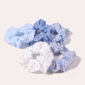 【PrettySet】1Pcs Polka Dot Scrunchies Hair Rope Ladies Plaid Striped Hair Ring Ponytail Holder Girl Simple Hair Accessories for Girls Women