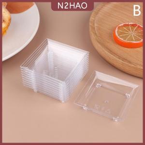 N2HAO 10Pcs Transparent Mini Appetizer Plates Ice Cream Cup Plastic Fruit Candy Cake Jelly Yogurt Mousse Dessert Container Pastry Tool