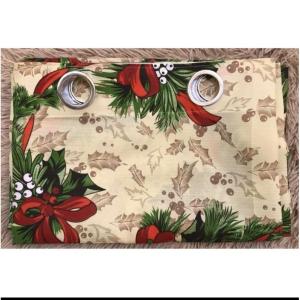 CHRISTMASS RIBONETTE RING CURTAIN SOLD PER PIECE AND SET 3IN1 7FT/85INCH