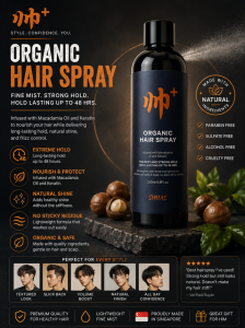 Shuai SG Organic Hairspray – Plant-Based | 48H Humidity-Proof Hold | Macadamia Care