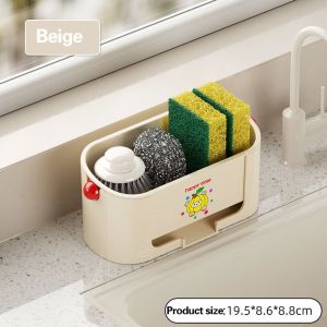 Kitchen Storage Rack Bathroom Sponge Drainer Rack Sink Organizer Soap Storage Shelf Must-Have for Kitchen Cream & Green & Purple Available