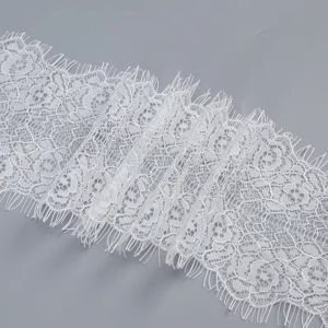 PLNBFG 3 Yards Length Eyelash Lace Trim Floral Pattern Black And White Knitted Lace Fabric Stylish 9.7cm Width Scalloped Fringe Lace Clothing Making