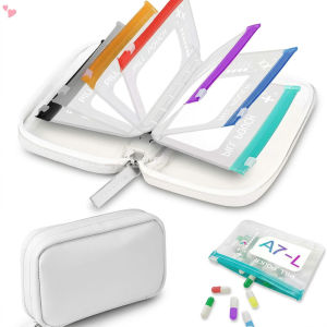 WH Waterproof PVC Pill Organizer Wallet Reusable Color Zipper Pouches Travel Daily Vitamin Medicine Supplement Storage Bag 8Pack/14Pack Option