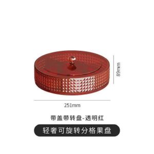 2024 CNY New Arrival Light Luxury 360°Rotation Nuts Assortment Tray With Cover Snacks Container Light Luxury 360°Rotatable Fruit Plate