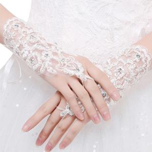 Women Short Lace Fingerless Gloves Sunblock Bridal Wrist Floral Mittens Opera Evening Wedding Tea Party Cosplay Mittens