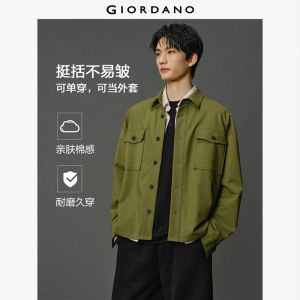 Giordano Men Brand Printed Workwear Pocket Twill Long Sleeve Shirt Free Shipping 12045009