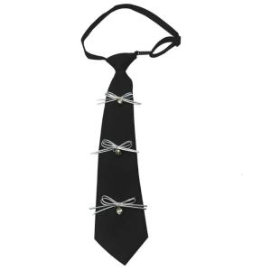 Womens Sweet Bowknot Decorated Tie School Tie Adjustable Pre Tied Long Black Necktie for Casual or Formal Outfit