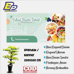 Spanduk Banner Salad Buah Sehat 200X100 CM Bisa Request Desain
