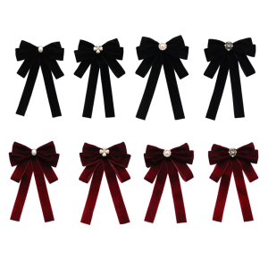 Thời Trang Của Phụ Nữ Velvets Cung Tie Với Thạch Điểm Nhấn Cho Đầm buổi tối nơ bướm thắt sẵn Trâm Pin Kẹp cà vạt