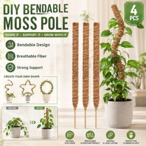 Flexible Climbing Pole Plant Support Stick Coconut Fiber Moss Rod Adjustable Shape Plant Training Stick Indoor Outdoor Garden Plant Climbing Support