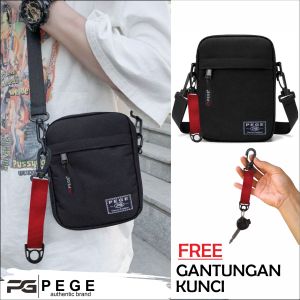 Tas Selempang Bahu Slempang Pria PEGE Polos Hitam Simpel Casual - PG 8945