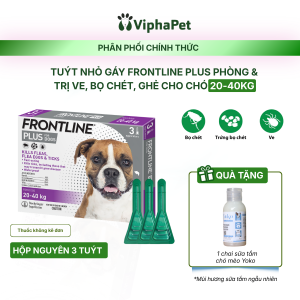 Frontline Plus Dog [Size L 20-40kg] - Tuýp nhỏ gáy phòng ngoại ký sinh ve rận bọ chét cho Chó - 1 Hộp 3 tuýp