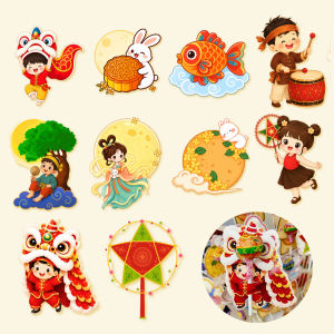[HỎA TỐC HCM] SET 50/100 Tag trang trí Trung Thu–Hình dán chủ đề trung thutrang trí set quà trung thu đèn lồngmẹt tre