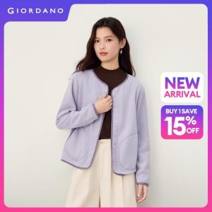Giordano Beau Monde Women Polar fleece contrast binding jacket Free Shipping 13376630