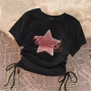 kaos wanita crop tali gambar VICTORY gratis ongkir bisa bayar ditempat baju perempuan terbaru fit to L all size