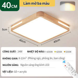 Đèn trần viền gỗ hở LED 3 ánh sáng có thể điều chỉnh tăng giảm cho phòng khách phòng ngủ phòng làm