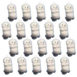 Pack of 20 Unique 3D Flocking Otters Charm Making Supplies Handmade Part for Keyring and Project