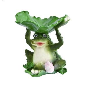 Resin Frogs Bird Feeder Statue for Garden and Balcony Adds Charm to Outdoor Space Backyard Decorative Animal Figurine