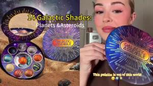 Tintark Galactic Assemble Eyeshadow Palette 14 Solar System Shimmer Shades 3D Planet Design Wet Pressed Metallic Powder Talc Free Vegan Galaxy Makeup Gift for Women Teens