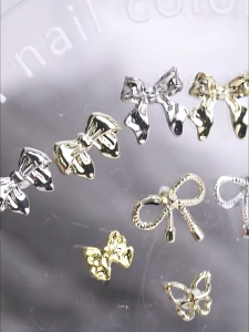 Metal Nail Art Studs 3D Metal Nail Art Ribbon Bowknot Nail Charms for Nail Art Decoration Nail Accessories