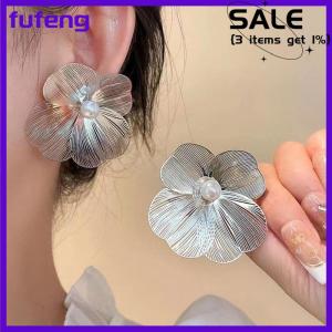 fufeng Large Flower Earrings For Women Luxury Design Stud Earrings For Women Korean Fashion Jewelry Accessories Gift